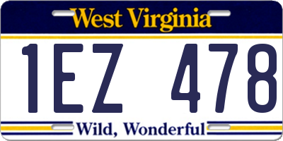 WV license plate 1EZ478