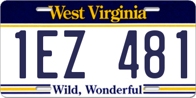 WV license plate 1EZ481