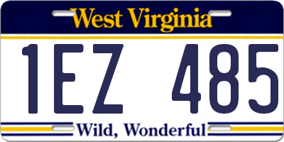 WV license plate 1EZ485