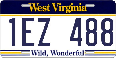 WV license plate 1EZ488
