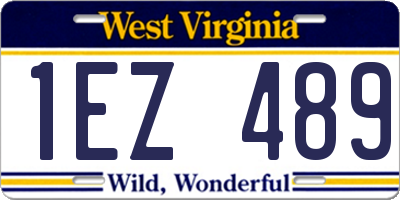 WV license plate 1EZ489
