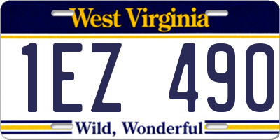 WV license plate 1EZ490