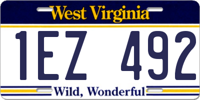 WV license plate 1EZ492