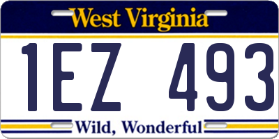 WV license plate 1EZ493