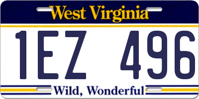 WV license plate 1EZ496