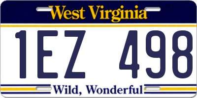 WV license plate 1EZ498