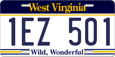 WV license plate 1EZ501