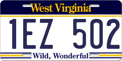 WV license plate 1EZ502