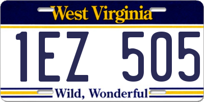 WV license plate 1EZ505