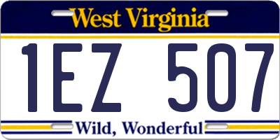WV license plate 1EZ507