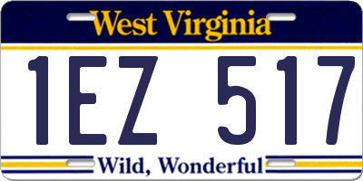 WV license plate 1EZ517