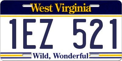 WV license plate 1EZ521