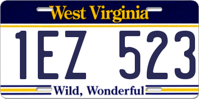WV license plate 1EZ523