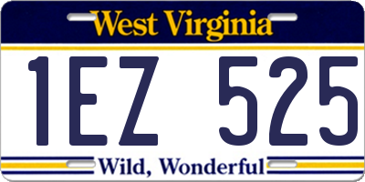 WV license plate 1EZ525