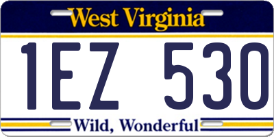 WV license plate 1EZ530