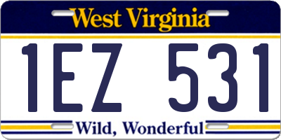 WV license plate 1EZ531