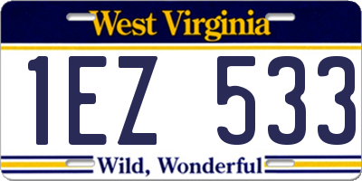 WV license plate 1EZ533