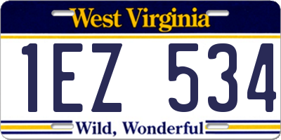 WV license plate 1EZ534