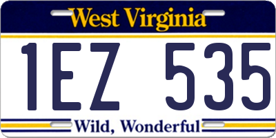 WV license plate 1EZ535