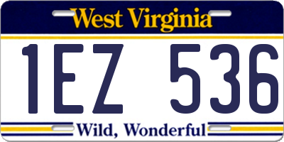WV license plate 1EZ536