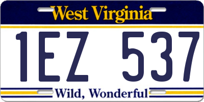 WV license plate 1EZ537