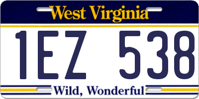 WV license plate 1EZ538