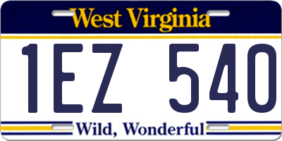 WV license plate 1EZ540