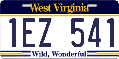 WV license plate 1EZ541