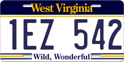 WV license plate 1EZ542