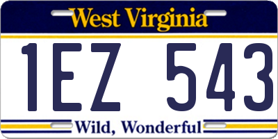 WV license plate 1EZ543