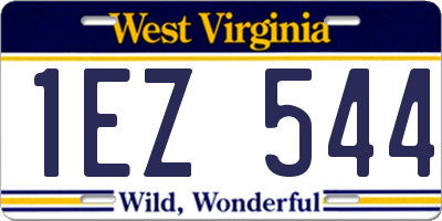 WV license plate 1EZ544