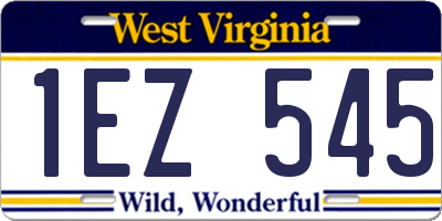 WV license plate 1EZ545