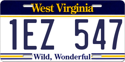 WV license plate 1EZ547