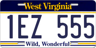 WV license plate 1EZ555