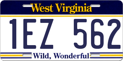 WV license plate 1EZ562