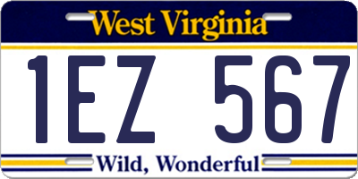 WV license plate 1EZ567