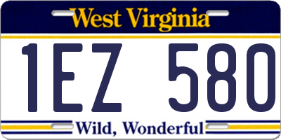 WV license plate 1EZ580