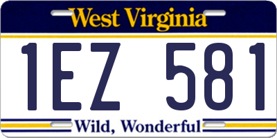 WV license plate 1EZ581
