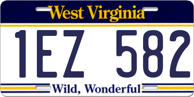 WV license plate 1EZ582