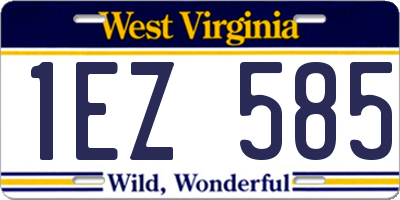 WV license plate 1EZ585