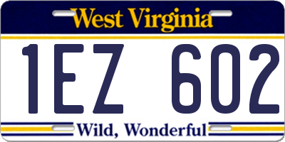 WV license plate 1EZ602