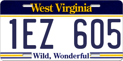 WV license plate 1EZ605