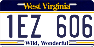 WV license plate 1EZ606
