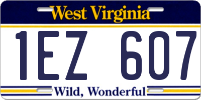 WV license plate 1EZ607