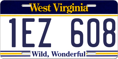 WV license plate 1EZ608