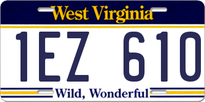 WV license plate 1EZ610