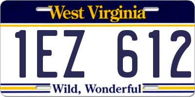 WV license plate 1EZ612