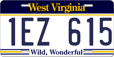 WV license plate 1EZ615