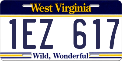 WV license plate 1EZ617