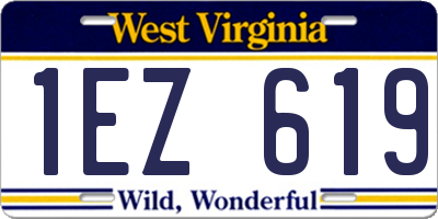 WV license plate 1EZ619